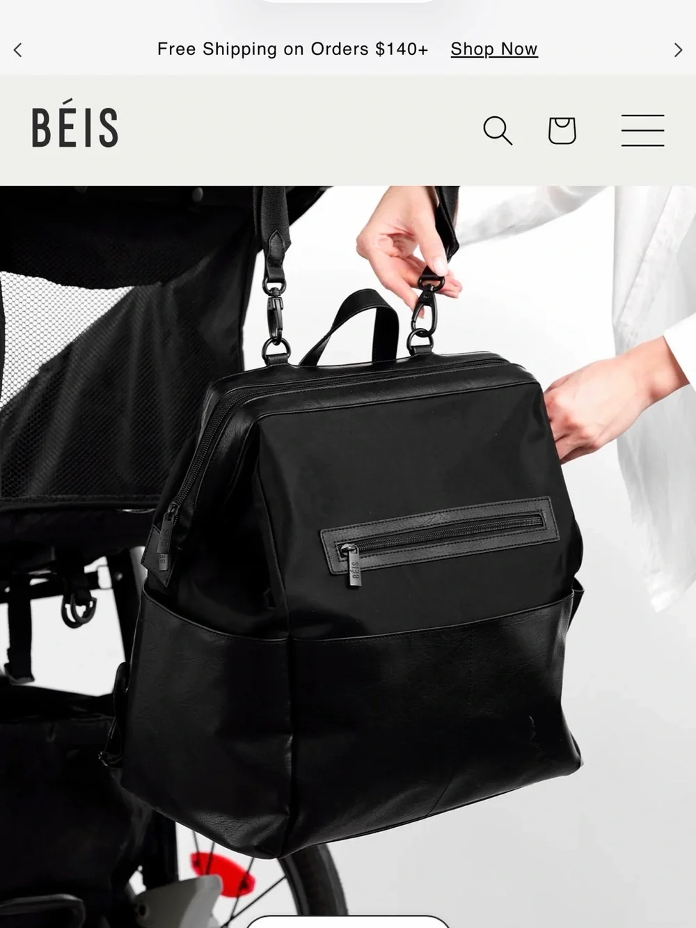BEIS The Backpack Diaper Bag in Black